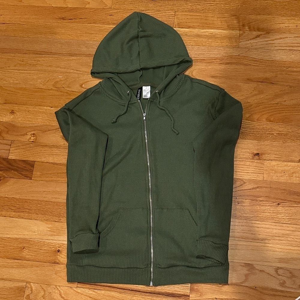 H&M Olive Zip-Up Sweater